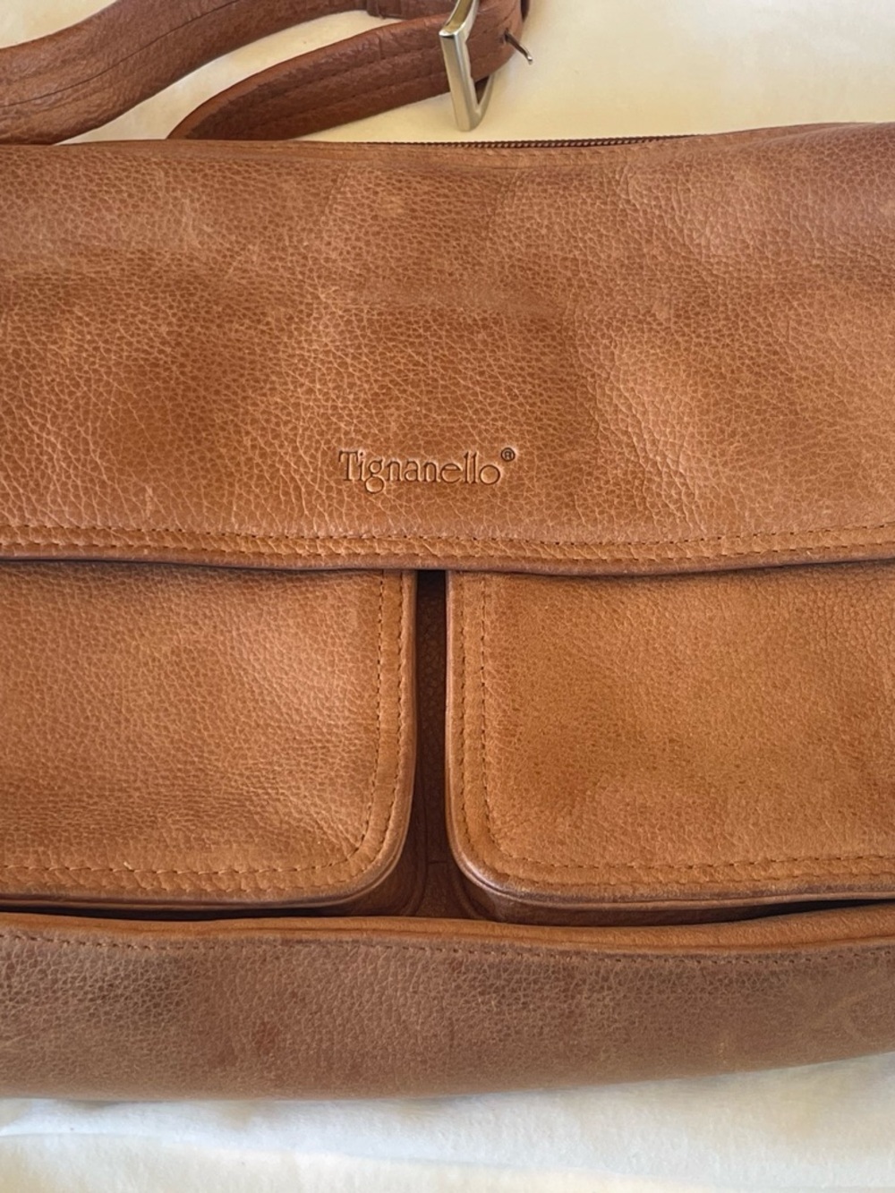 Tignanello Brown Leather Crossbody Messenger Bag 🧡